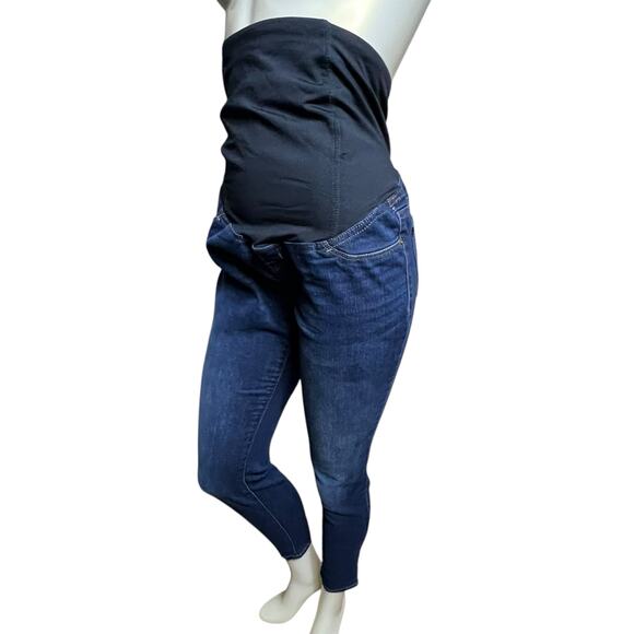 Isabel Maternity Skinny Jeans Size 2/26R Dark Wash Over-Belly Panel Fair Trade - Picture 9 of 16